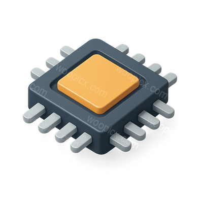 Stylized 3D Microchip Icon Illustration