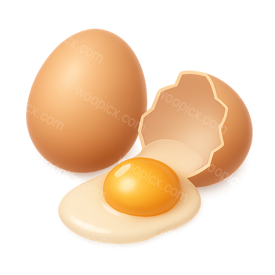Realistic Cracked Egg Icon in 3D Style