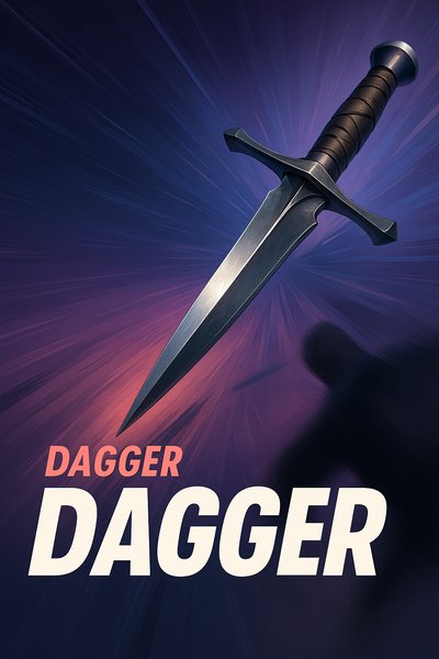 Dynamic Dagger Illustration with Bold Typography