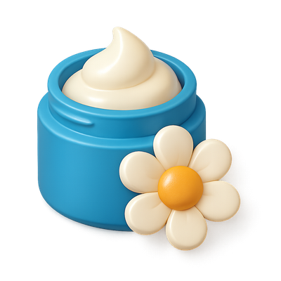 3D Cream Container with Flower Icon Design