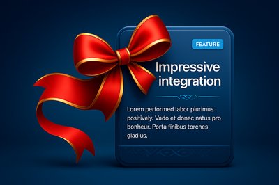 Elegant Red Ribbon Bow with Integrated Feature Block
