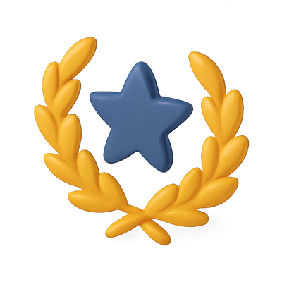 3D Laurel Wreath with Star Emblem