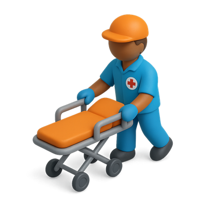 3D Paramedic Icon with Stretcher in Isometric View