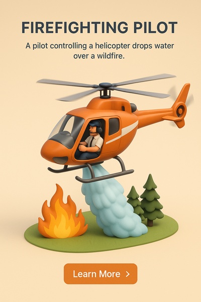 Firefighting Pilot in Action: 3D Illustration of Wildfire Response