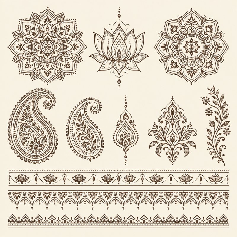 Mandala and Henna Design Elements