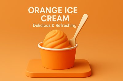 3D Illustration of Orange Ice Cream in Cup