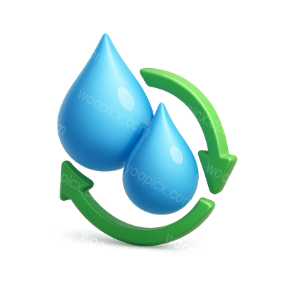 3D Water Droplets with Recycling Arrows Icon