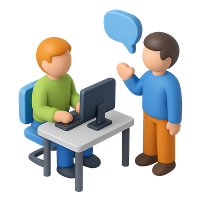 3D Icon of Two People Engaging in Conversation