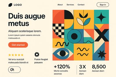 Modern Landing Page Design with Geometric Elements