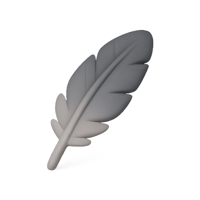 Stylized Feather Icon with Soft Shadows