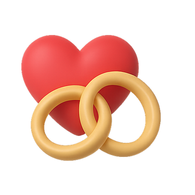 Heart and Wedding Rings Emoji Graphic