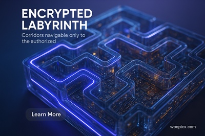Hyperrealistic Encrypted Labyrinth with Glowing Micro-LEDs