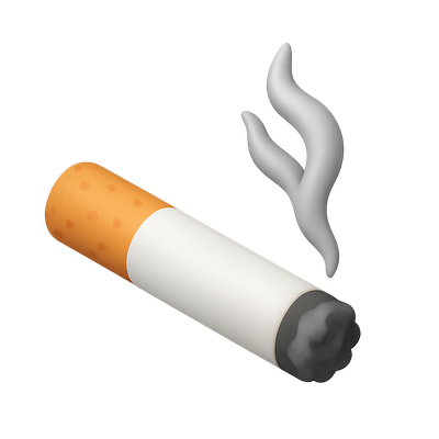 3D Cigarette Icon with Volumetric Smoke Effect