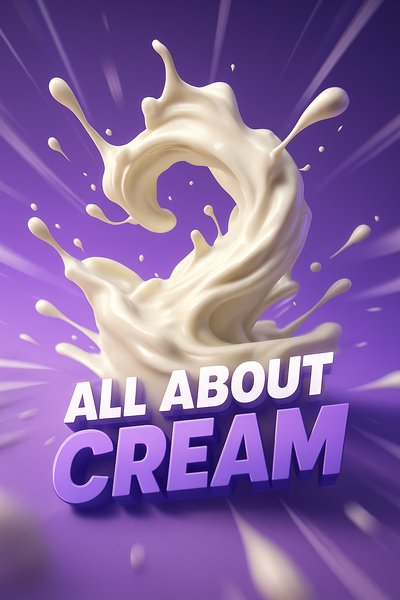 Dynamic Cream Splash with Bold Typography