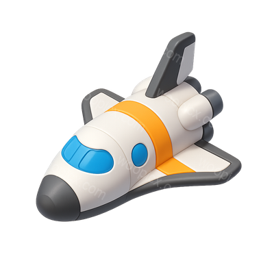 Stylized 3D Space Shuttle Icon for Space Tourism