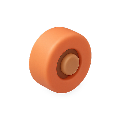 Stylized Orange Round Object with Center Button