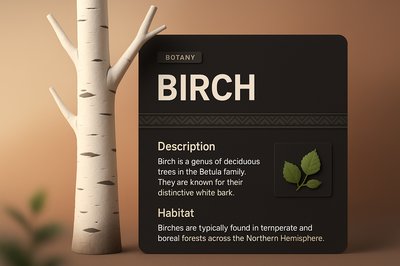 3D Illustration of Birch Tree with Informative Block