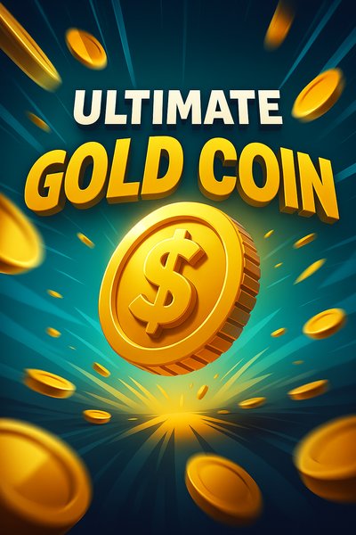 Dynamic Gold Coin Illustration with Bold Text