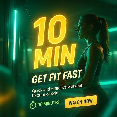 Dynamic Neon Ad Design for Fitness Promotion