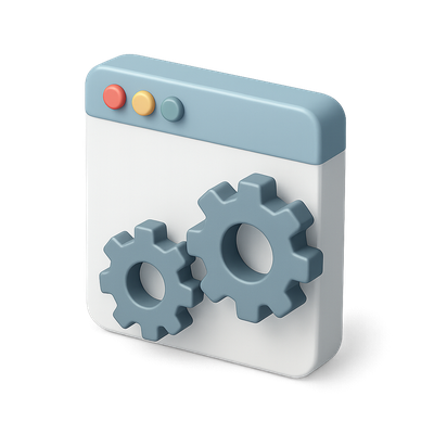 Stylish 3D Gears Icon for User Interface Design