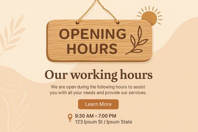 Boho Style Opening Hours Board Design