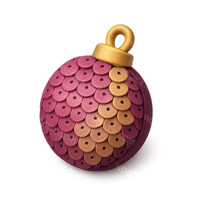 Colorful 3D Sequin Ornament Icon with Transparent Background