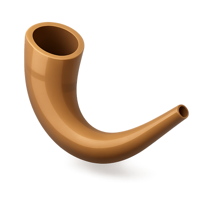 Stylized 3D Shofar Icon with Isometric Design
