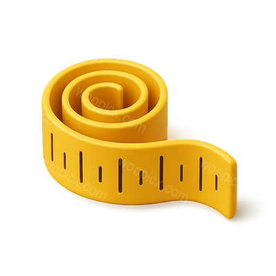 3D Icon of a Flexible Measuring Tape with Isometric View