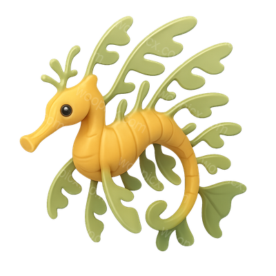 3D Leafy Sea Dragon Icon with Camouflage Design