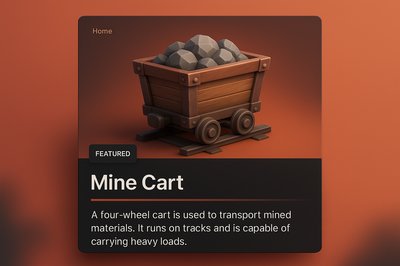 3D Mine Cart Illustration with Web Elements