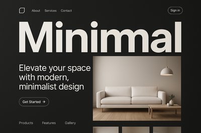 Modern Minimalist Interior Design Landing Page Concept
