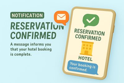 Hotel Reservation Confirmation Graphic with Notification Elements