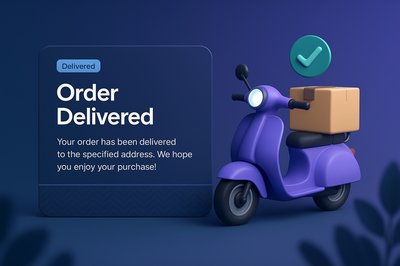 3D Illustration of Order Delivery on a Scooter