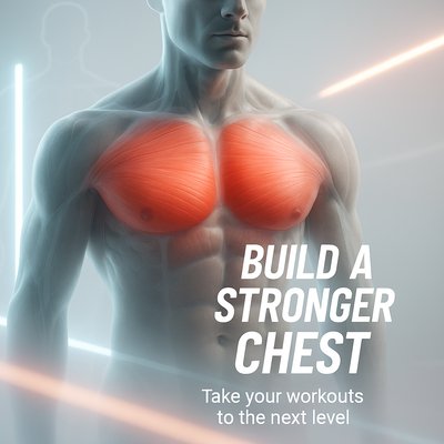 Fitness Promotion Graphic Featuring Anatomical Chest Illustration