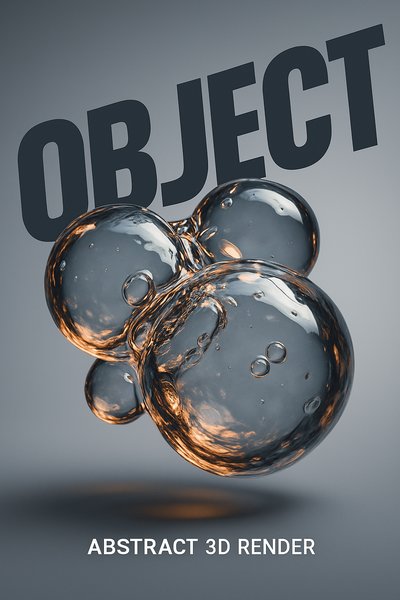 Dynamic Liquid Bubbles: Abstract 3D Render with Bold Typography