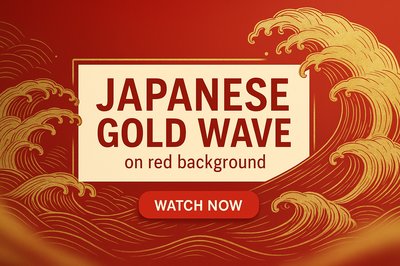 Japanese Gold Wave Design with Bold Typography