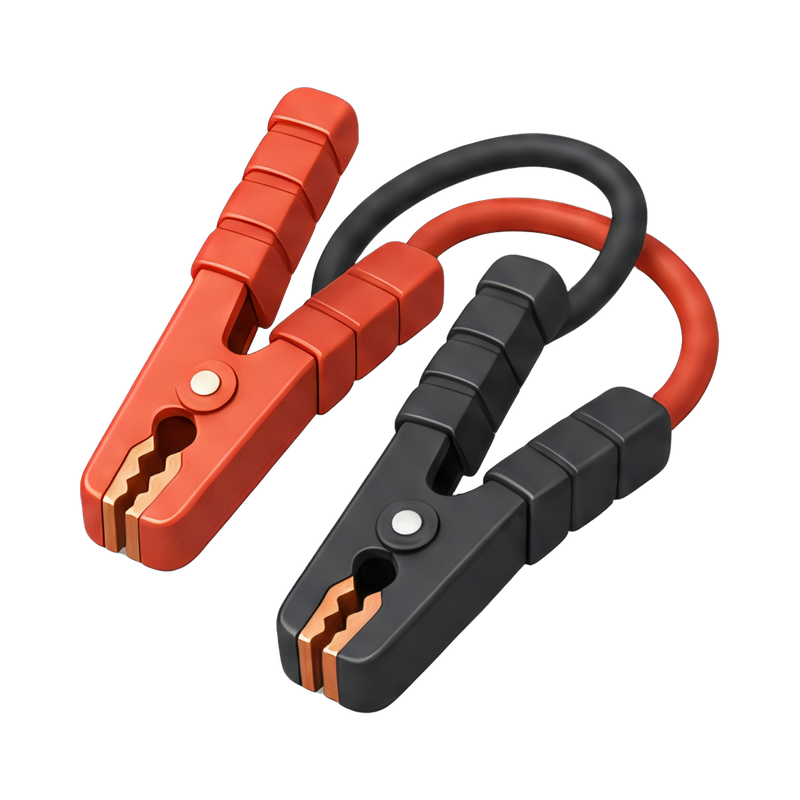 jumper cable clamps on a car