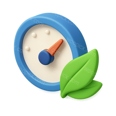 3D Eco Gauge Icon with Leaves in Isometric View