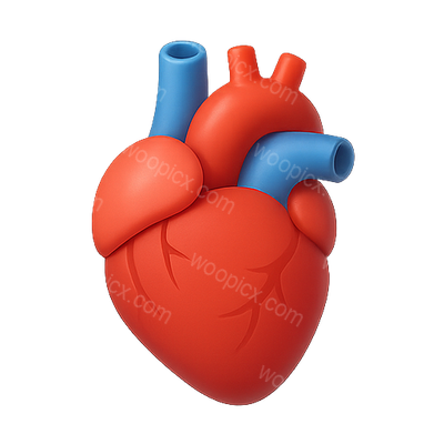 Stylized 3D Heart Illustration with Vivid Colors