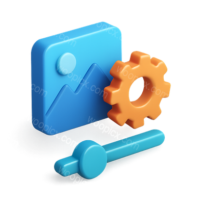 Vibrant 3D Icon Design Featuring Gear and Slider Elements