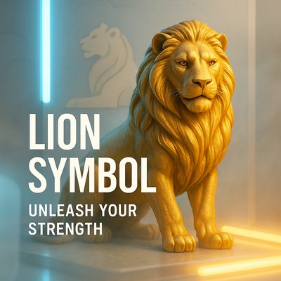 3D Lion Sculpture with Inspirational Text