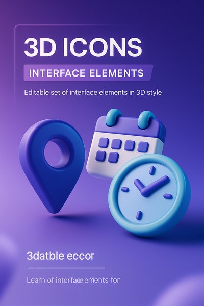 Dynamic 3D Icon Set for Interface Elements