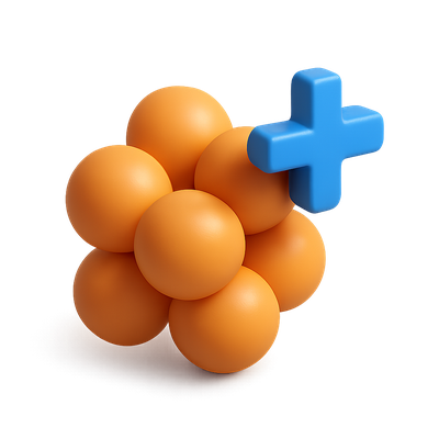 3D Circle Clusters with Blue Plus Icon