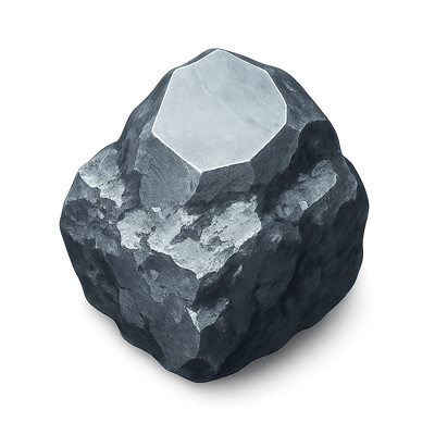 Stylized 3D Zinc Ore Icon with Metallic Finish