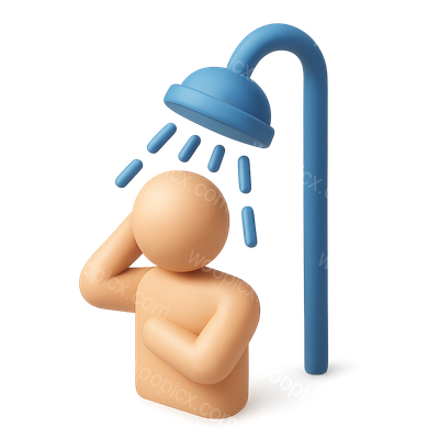 3D Shower Icon with Stream of Water