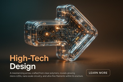 Hyperrealistic 3D Arrow with Glowing Micro-LEDs and High-Tech Aesthetics