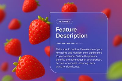 Falling Strawberries with Feature Description Overlay