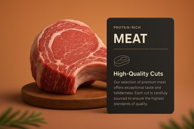 3D Meat Design with High-Quality Cuts Display