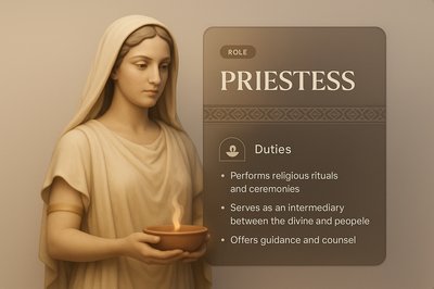 Elegant 3D Illustration of a Priestess with Detailed Role Description