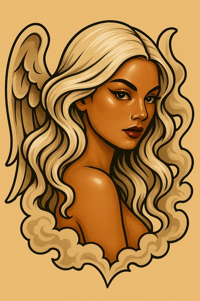 Artistic Representation of a Girl with Angelic Wings